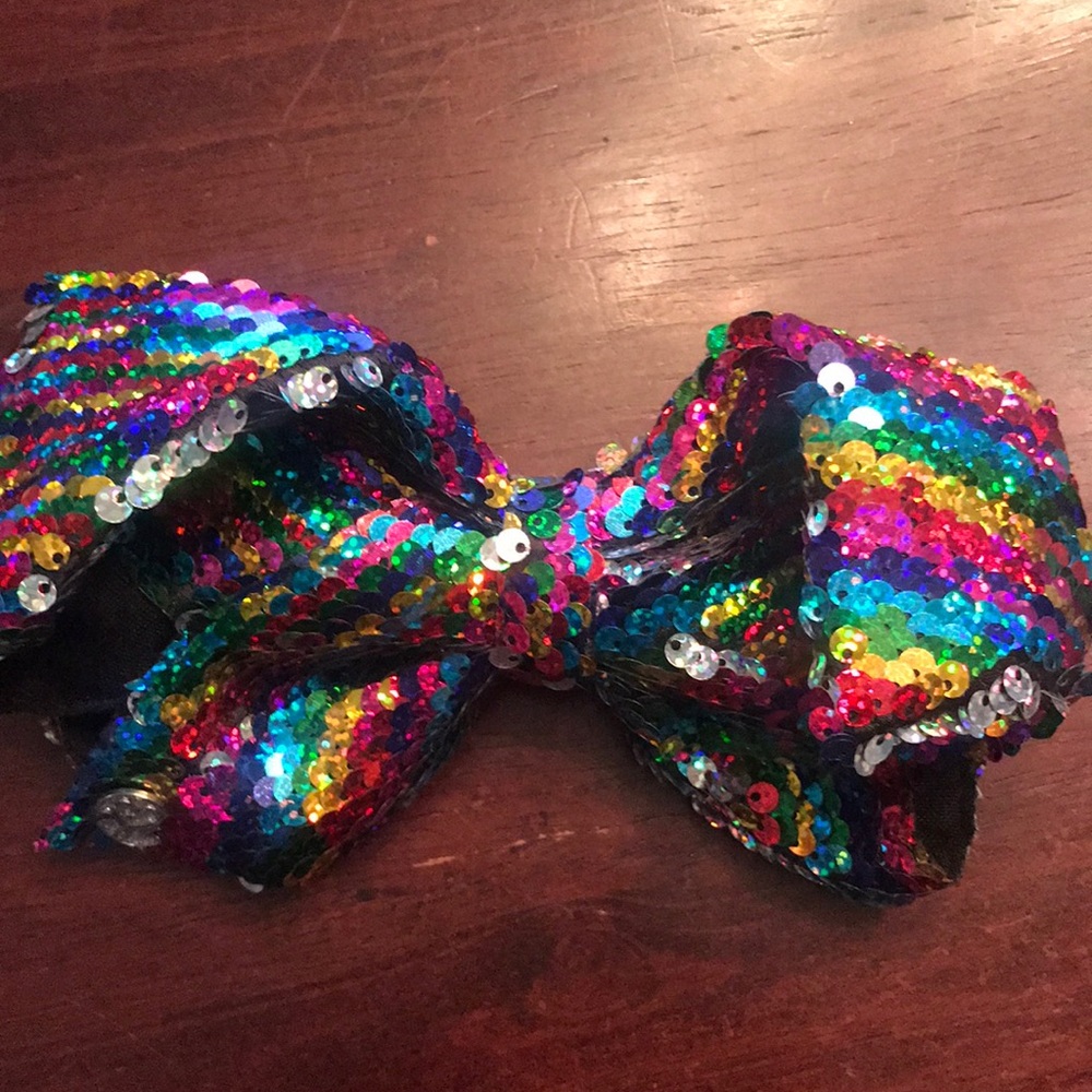 Flip sequin rainbow/silver Jojo bow
